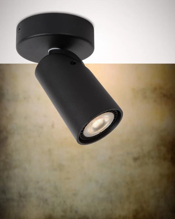 Lucide XYRUS - Ceiling spotlight - Ø 9 cm - LED Dim to warm - GU10 - 1x5W 2200K/3000K - Black - atmosphere 2
